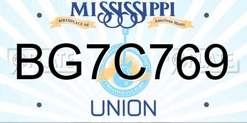BG7C769 Mississippi License Plate