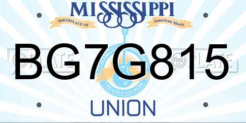 BG7G815 Mississippi License Plate