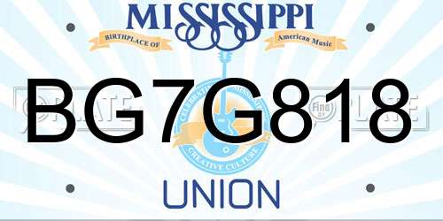 BG7G818 Mississippi License Plate