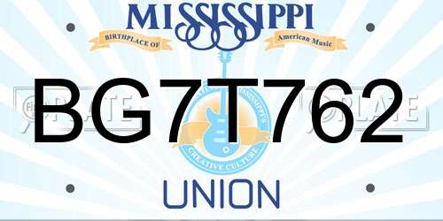 BG7T762 Mississippi License Plate
