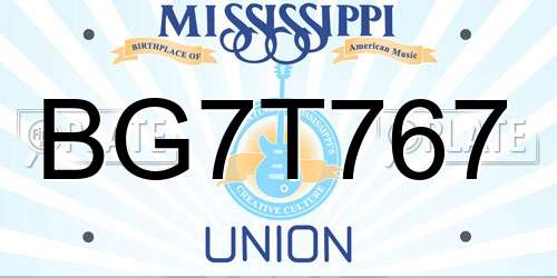 BG7T767 Mississippi License Plate
