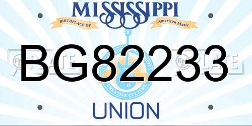 BG82233 Mississippi License Plate
