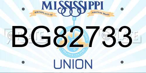 BG82733 Mississippi License Plate