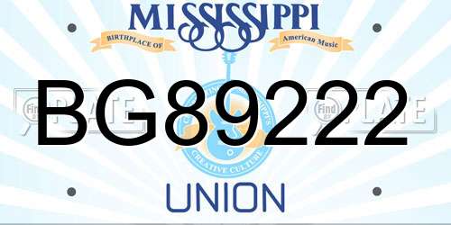 BG89222 Mississippi License Plate