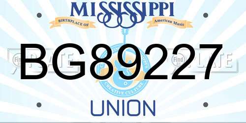 BG89227 Mississippi License Plate