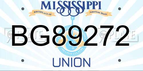 BG89272 Mississippi License Plate