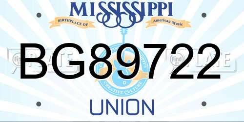 BG89722 Mississippi License Plate