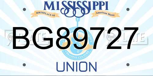 BG89727 Mississippi License Plate