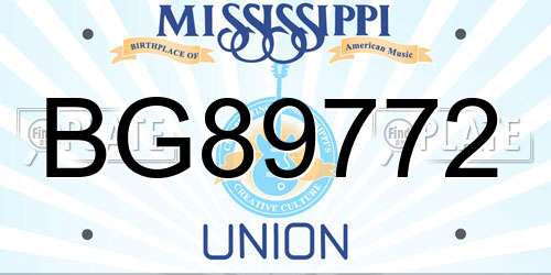 BG89772 Mississippi License Plate