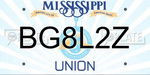 BG8L2Z Mississippi License Plate