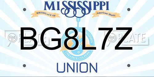BG8L7Z Mississippi License Plate