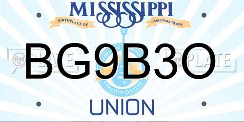 BG9B3O Mississippi License Plate
