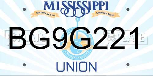 BG9G221 Mississippi License Plate