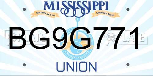 BG9G771 Mississippi License Plate