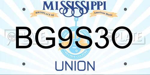 BG9S3O Mississippi License Plate