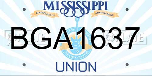 BGA1637 Mississippi License Plate