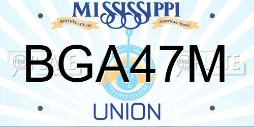 BGA47M Mississippi License Plate