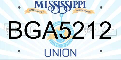 BGA5212 Mississippi License Plate