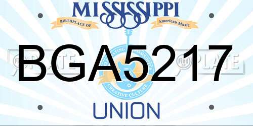 BGA5217 Mississippi License Plate