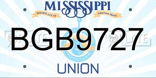 BGB9727 Mississippi License Plate