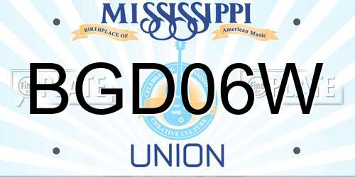 BGD06W Mississippi License Plate