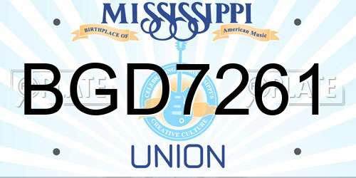 BGD7261 Mississippi License Plate
