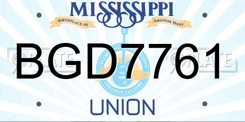 BGD7761 Mississippi License Plate