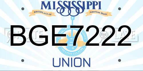 BGE7222 Mississippi License Plate