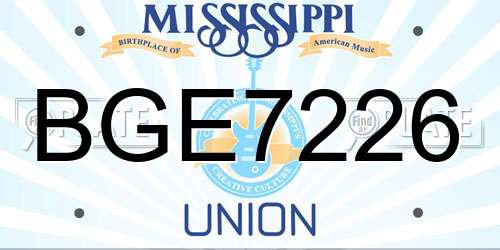 BGE7226 Mississippi License Plate