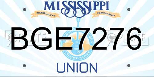 BGE7276 Mississippi License Plate