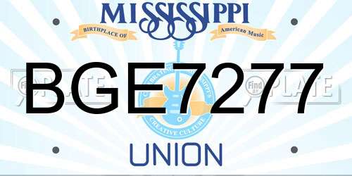 BGE7277 Mississippi License Plate