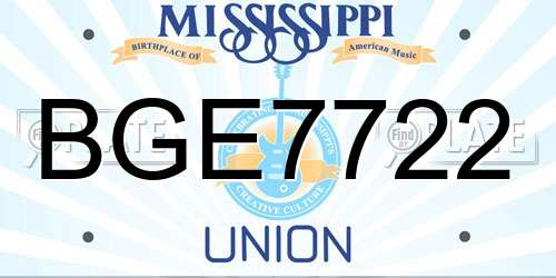 BGE7722 Mississippi License Plate