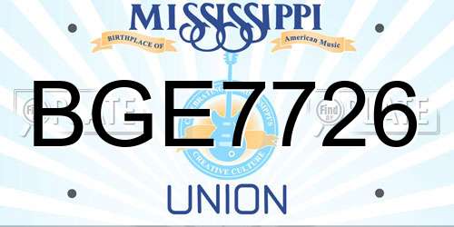 BGE7726 Mississippi License Plate