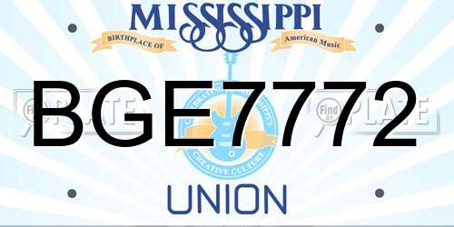 BGE7772 Mississippi License Plate