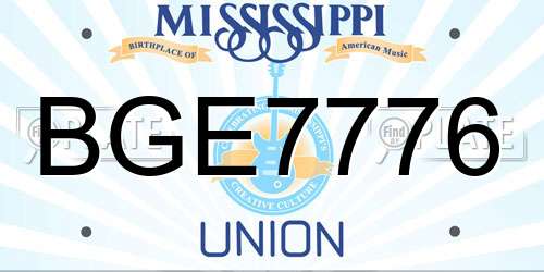 BGE7776 Mississippi License Plate
