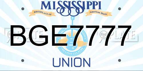 BGE7777 Mississippi License Plate
