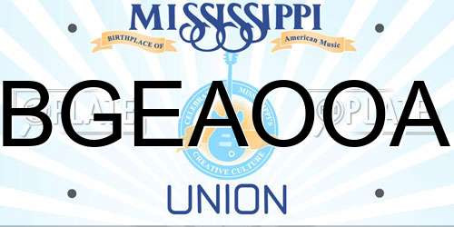 BGEAOOA Mississippi License Plate