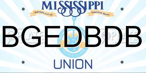 BGEDBDB Mississippi License Plate