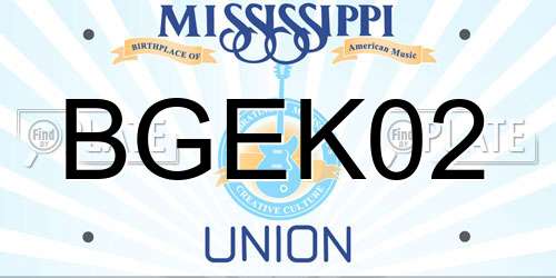 BGEK02 Mississippi License Plate
