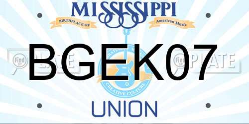 BGEK07 Mississippi License Plate