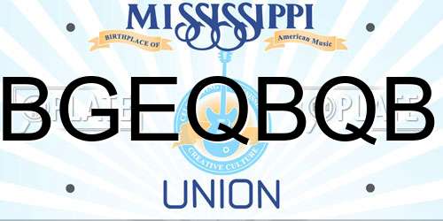BGEQBQB Mississippi License Plate