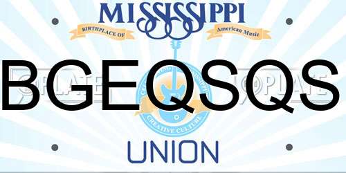BGEQSQS Mississippi License Plate
