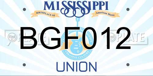BGF012 Mississippi License Plate