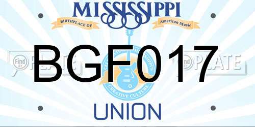 BGF017 Mississippi License Plate