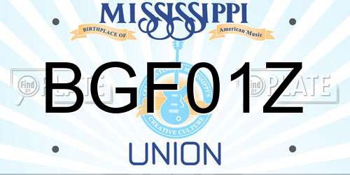 BGF01Z Mississippi License Plate