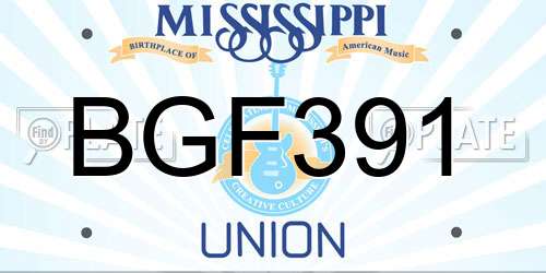 BGF391 Mississippi License Plate