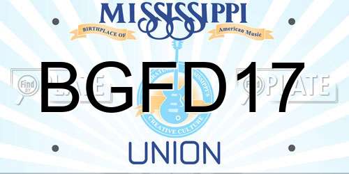 BGFD17 Mississippi License Plate