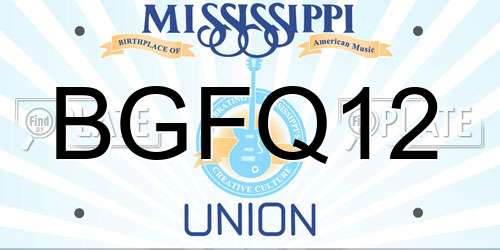 BGFQ12 Mississippi License Plate