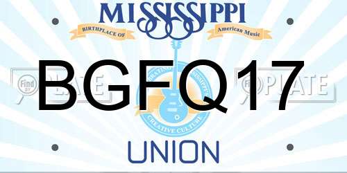 BGFQ17 Mississippi License Plate