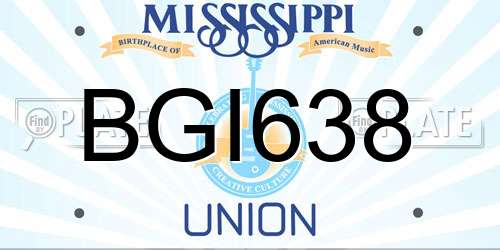 BGI638 Mississippi License Plate